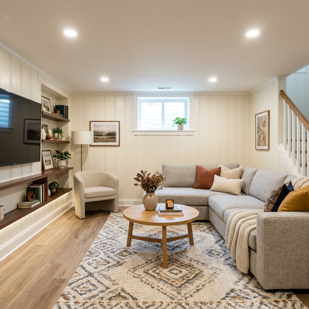 Dark Basement to Bright Family Room — after