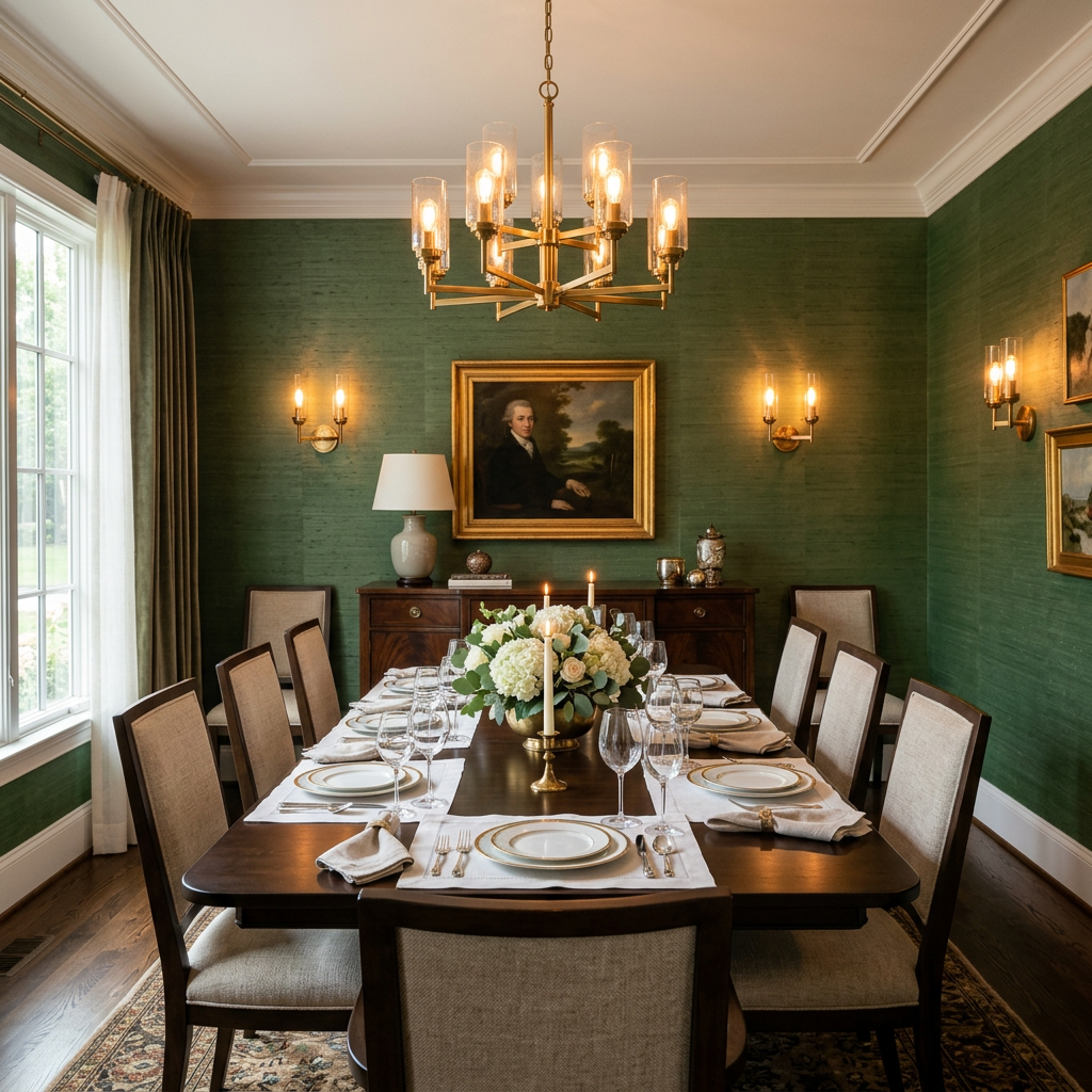 Grasscloth Dining Room Makeover — after