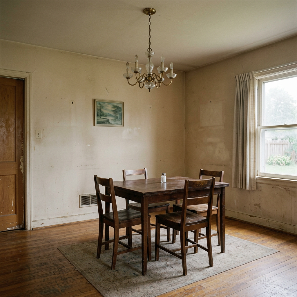 Grasscloth Dining Room Makeover — before